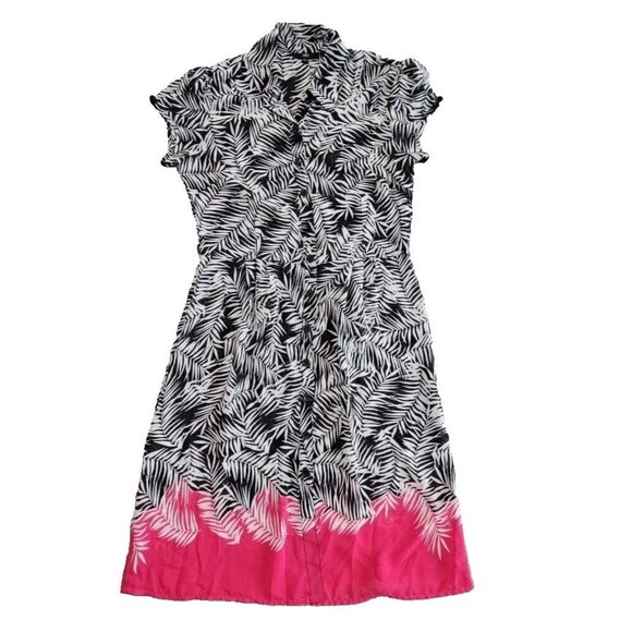 JBS Tropical Print Multicolor Empire Waist Short Sleeve Dress Size 12 Boho EUC - Picture 1 of 13